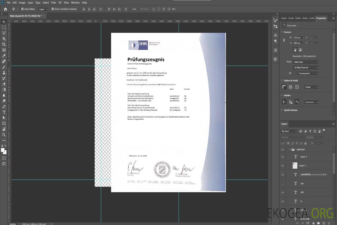 Allemagne Certificat d'examen IHK Munich template